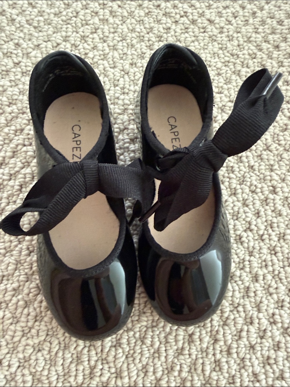 Capezio Black Patent Mary Jane with Grosgrain Bow Tie